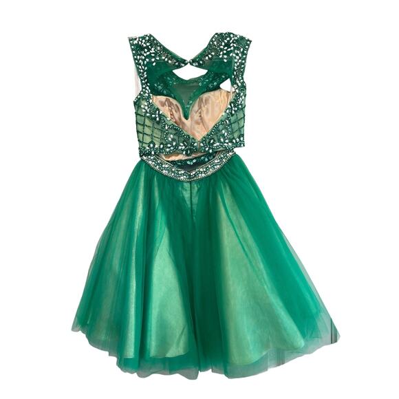 Alyce Paris Embellished Two Pieces Formal Skirt Dress Sleeveless Size 00 Green - Picture 4 of 5